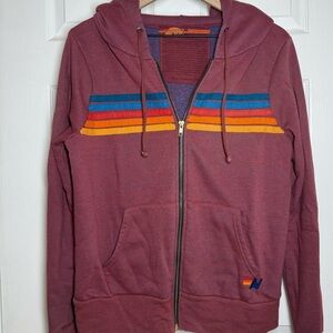 Aviator Nation Burgundy Five stripe hoodie size medium